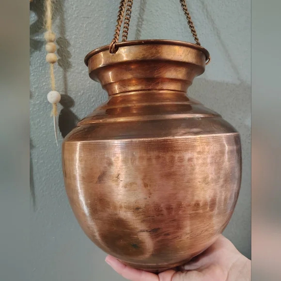 Early 1900s Vintage Copper Shirodhara, Hand Forged See Details